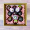 Fresh Star Apple tropical fruit box, Caimito box, green and purple star apples, exotic fruit